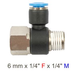 AIRCRAFT Pu Hose Fitting Tee 6mm X 1/4'f X 1/4'm